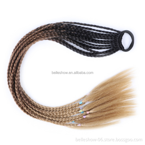 Hot sell Ombre Mixed Color Straight Synthetic Ponytail Wrap Around Ponytail Colorful small pigtail hair circle color ponytail